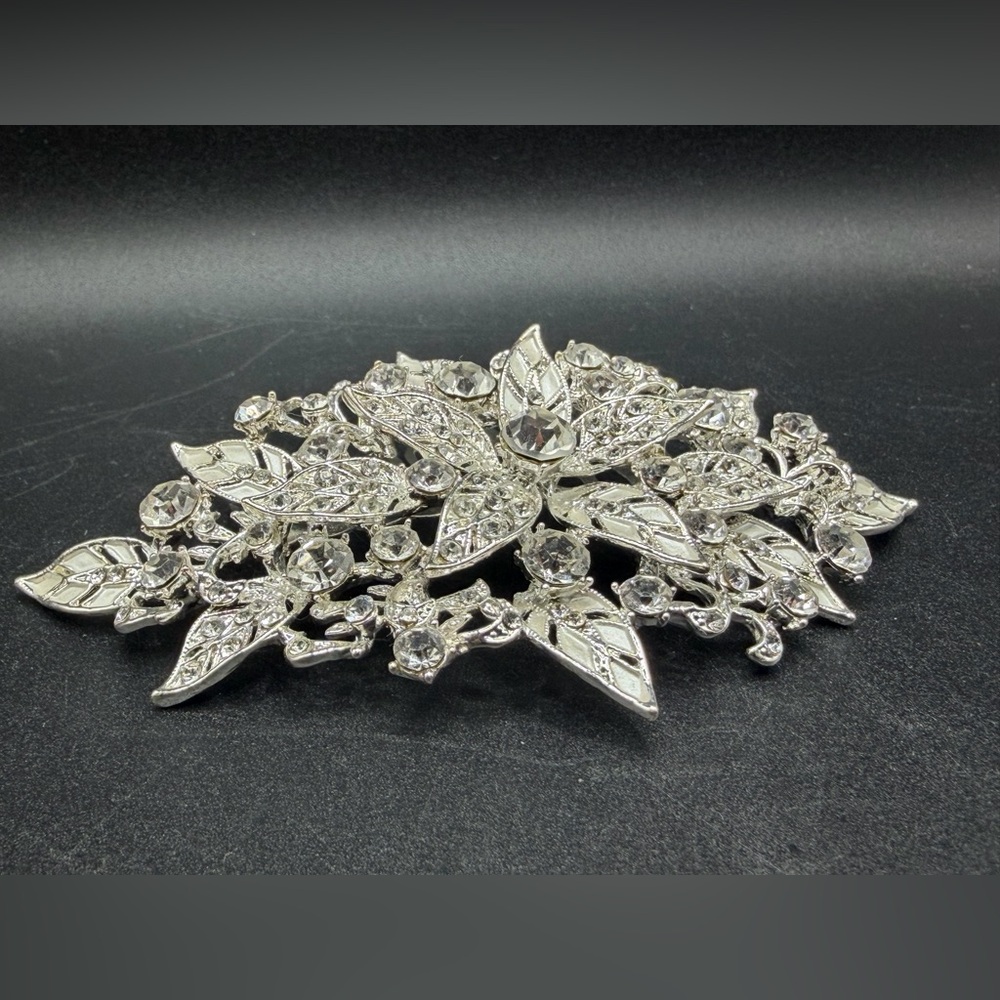 Bejeweled Silver Tone Metal Crystal Hair Comb Accessory, Wedding Bridal Princess - Picture 8 of 11